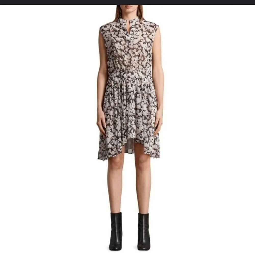 ALL SAINTS Victoria Magnolita Women's Floral Pink & Black Dress Size 0 - Picture 14 of 15